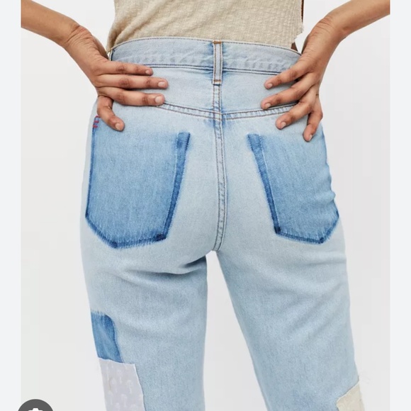 Urban Outfitters BDG Patchwork Jeans High Rise Slim Straight Denim Floral Patch - Picture 3 of 13